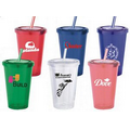 16 Oz. Acrylic Double Wall Drink Cup with Straw